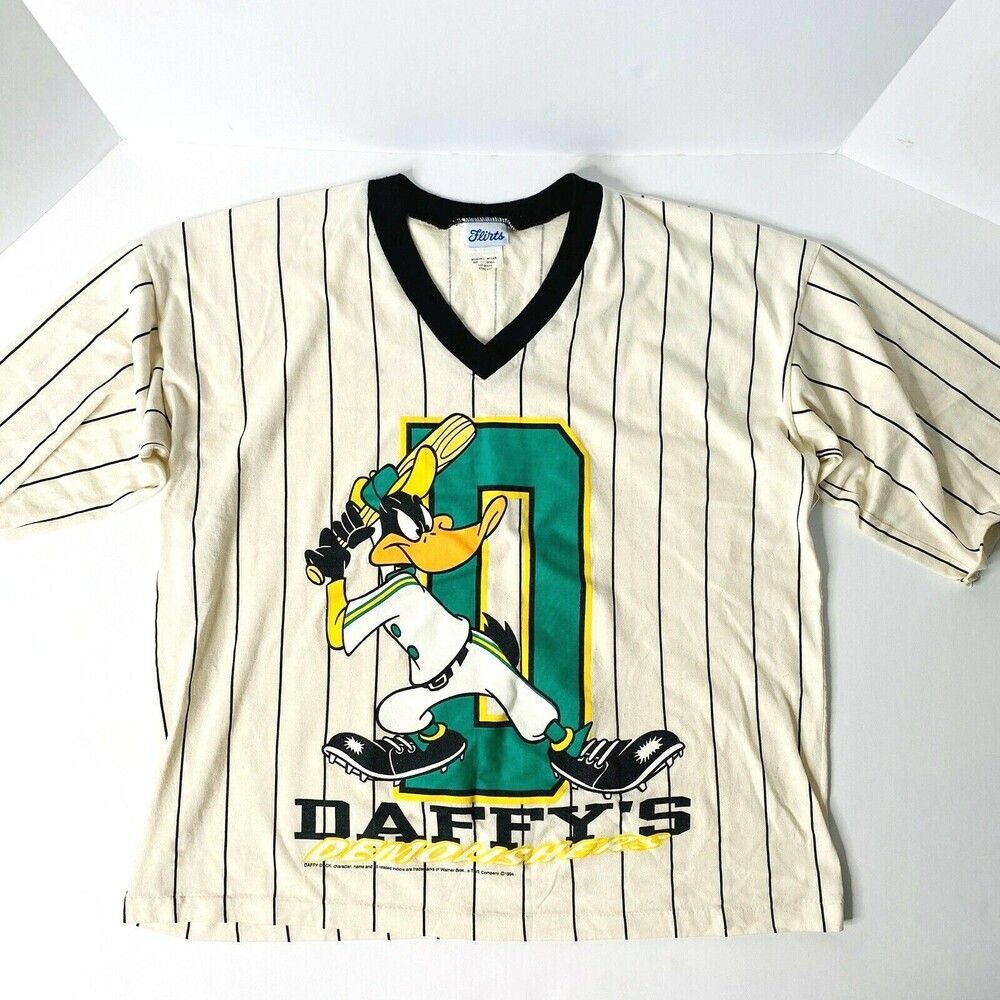 Vintage 90s Flirts Disney Daffy Duck's Demolishers Baseball 2 Piece Short Set SM